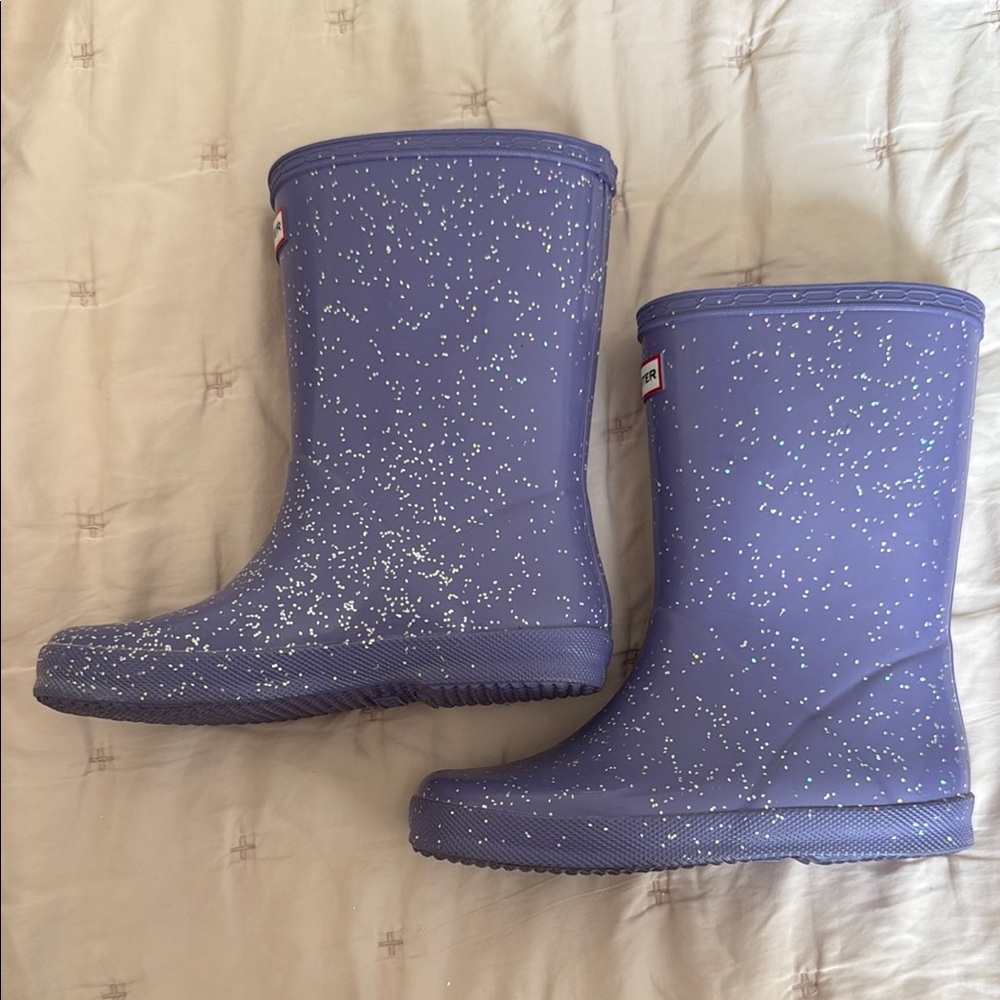 Hunter Purple Rain & Snow Boots with Glitter Finish